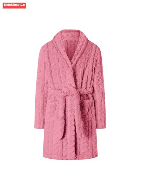 Other - Girls Soft Fleece Bathrobe Plush Flannel Hoodless with Belt and Pockets
